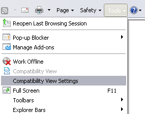 Compatibility View Option for IE9